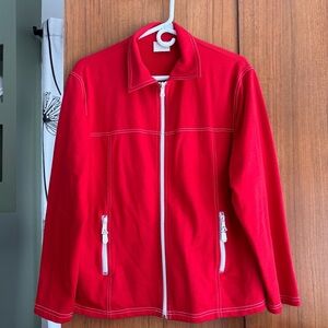 Koret K-Wear Red Zip Up Jacket White Contrast Stitching Coat
